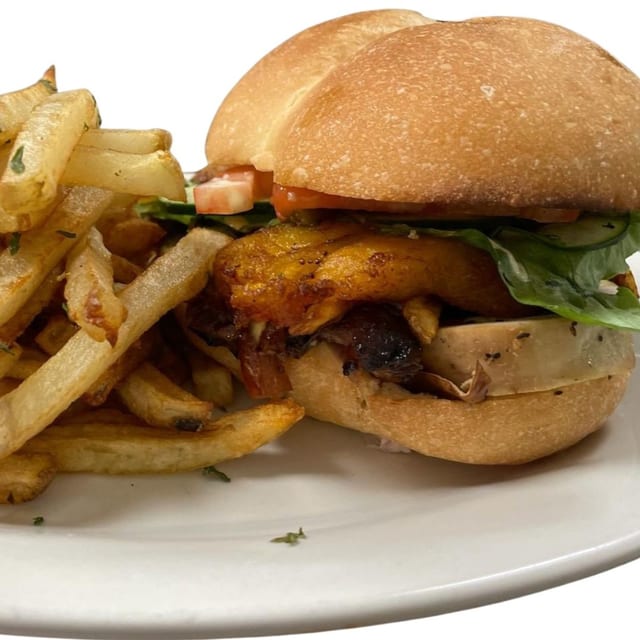 Chicken Sandwich with Plantains.